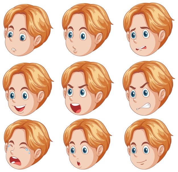 Free vector emotional expressions of puberty boy