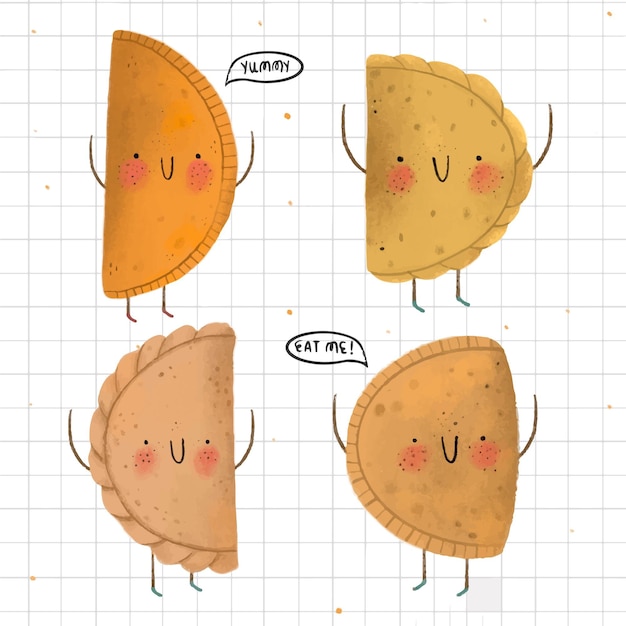 Free vector empanada collection in hand drawn