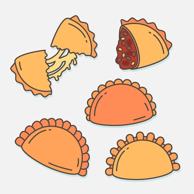 Free vector empanada dish with sauce collection