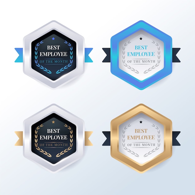 Free vector employee of the month business gradient badge collection