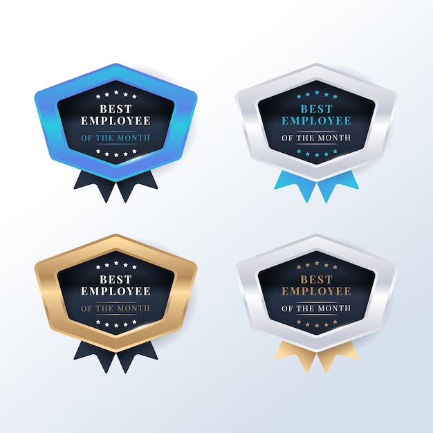 Employee of the month business gradient badge collection