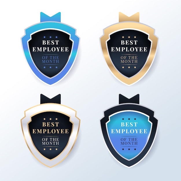 Free vector employee of the month business gradient badge collection