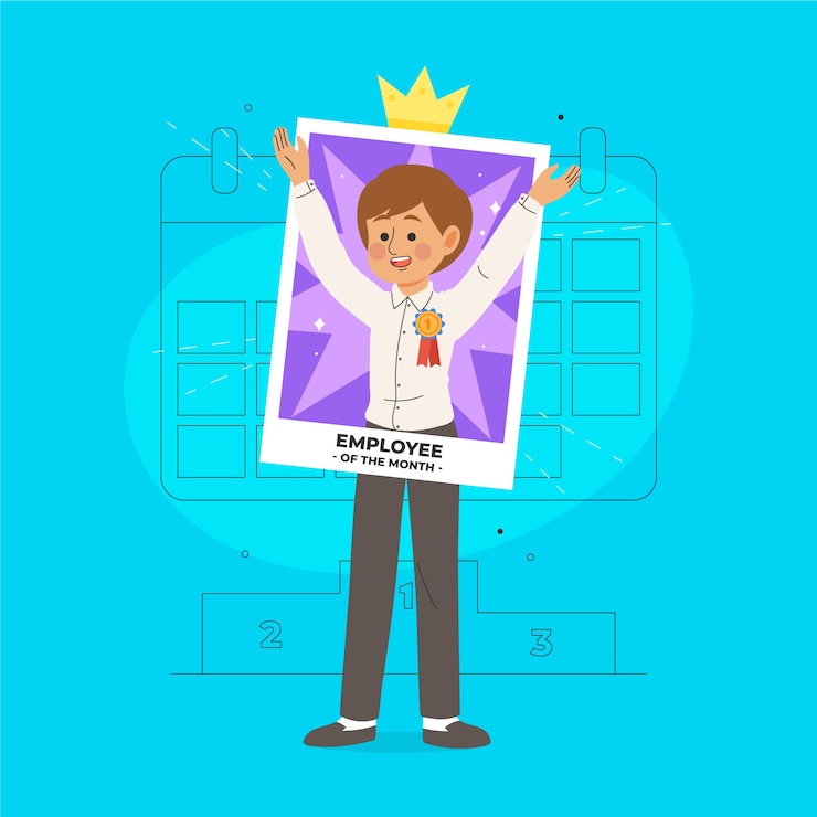 무료 Vector 이 달의 직원 설명 개념