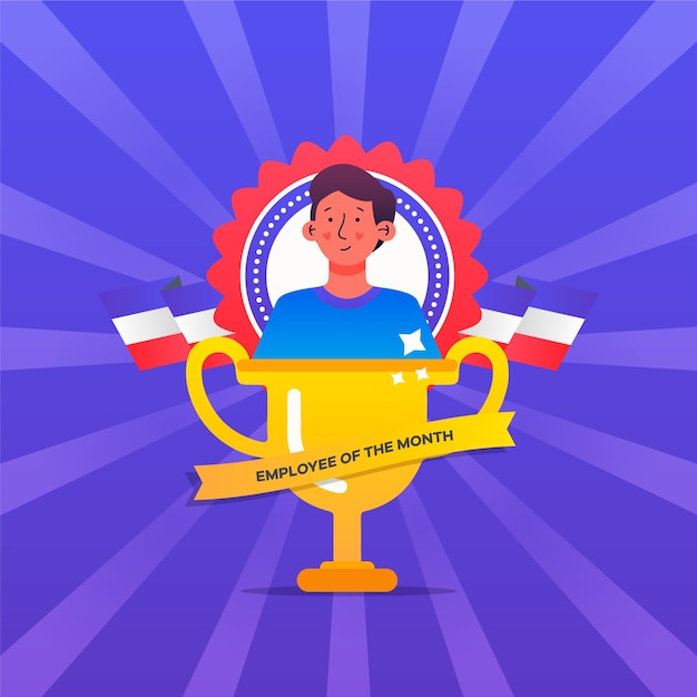 Бесплатное векторное изображение Сотрудник концепции месяца с трофеем