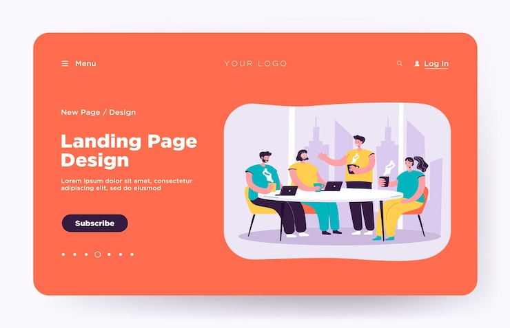 Free Vector employees brainstorming during coffee break landing page