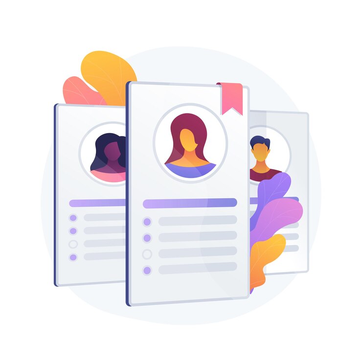Free Vector employees cv, candidates resume. corporate workers, students id isolate flat design element. job applications, avatars, personal information. 