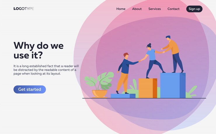 Free Vector employees giving hands and helping colleagues to walk upstairs