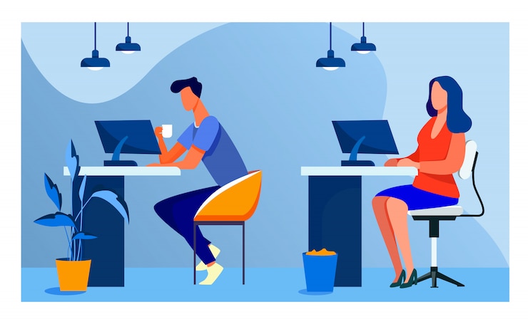 Free Vector employees working at computers