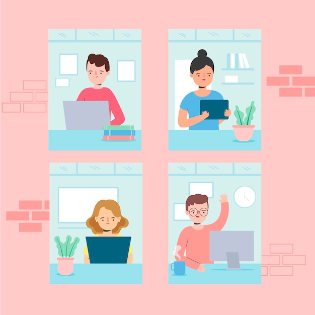 Employees working from home theme
