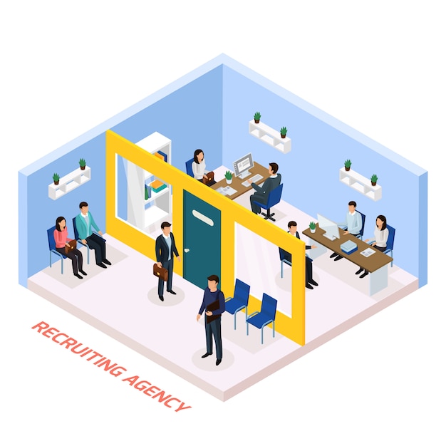 Free vector employment recruitment isometric composition