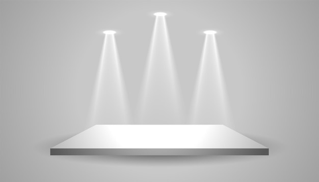 Free vector empty 3d podium platform with bright focus light effect