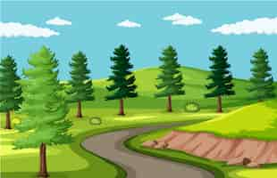 Free vector empty background road in the park scenery