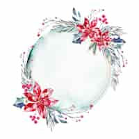 Free vector empty badge with winter flowers background