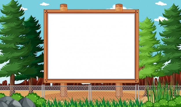 Free vector empty banner board in nature park scenery