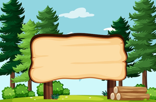 Free vector empty banner board in nature park scenery