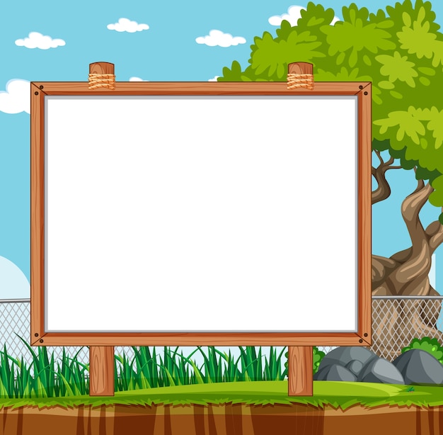 Free vector empty banner board in nature park scenery