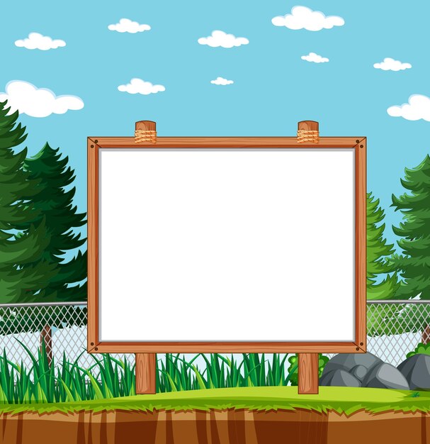 Empty banner board in nature park scenery