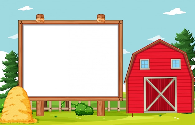 Free vector empty banner board in nuture farm scenery