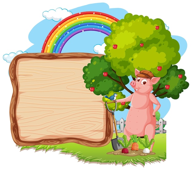 Empty banner template with farm animals