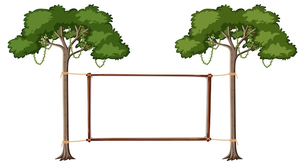 Empty banner with big trees on white background