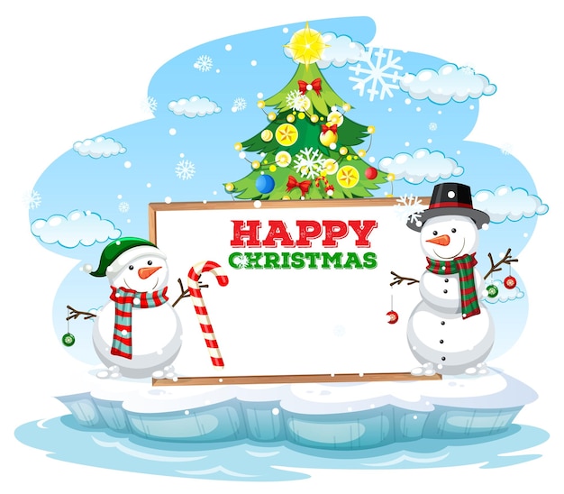 Free vector empty banner with cute snowmans