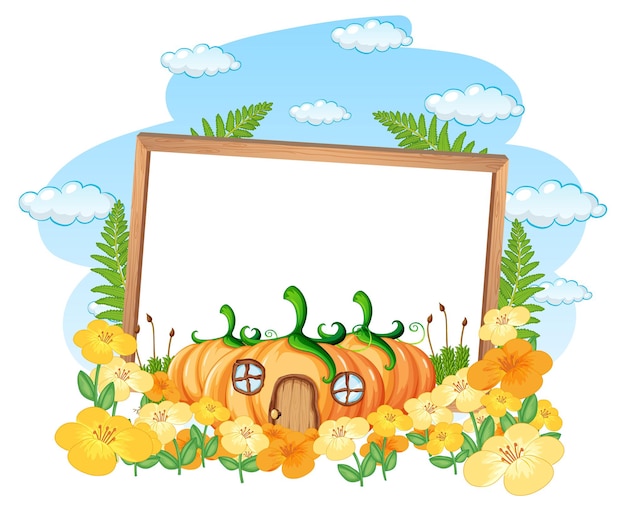 Free vector empty banner with fantasy pumpkin house