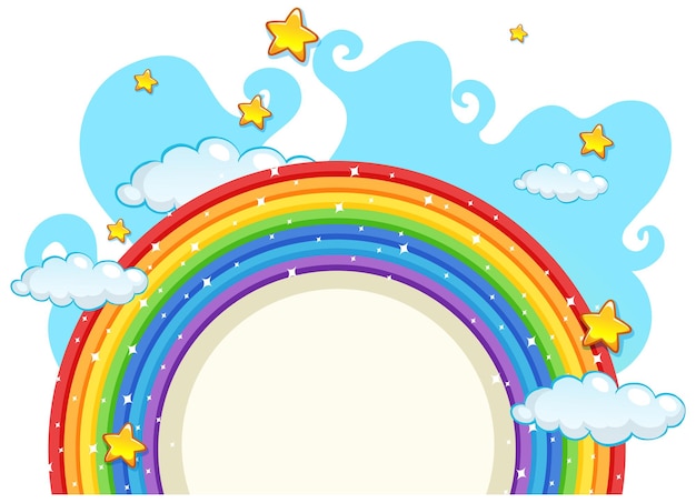 Empty banner with rainbow frame on white background