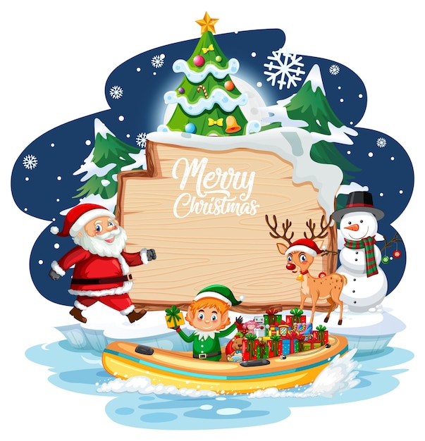 Free vector empty banner with santa claus and friends