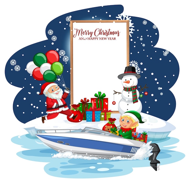 Free vector empty banner with santa claus and friends