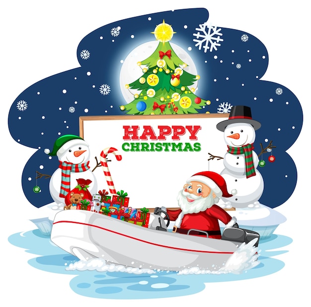 Free vector empty banner with santa claus and snowmans