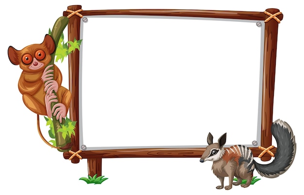 Empty banner with slow loris and squirrel on white background