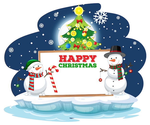 Free vector empty banner with snowman and christ