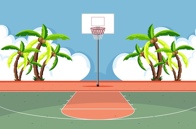 Empty basketball court scene