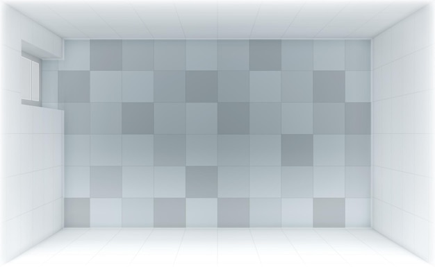 Бесплатное векторное изображение Пустая ванная комната с дверью и плиточными стенами, вид сверху