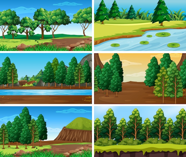 Free vector empty, blank landscape nature scenes