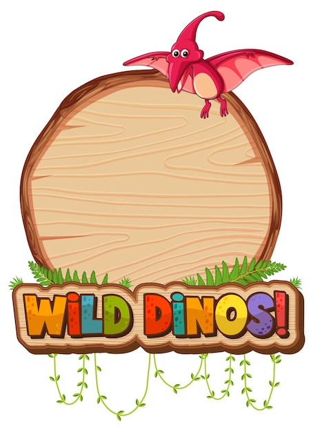 Шаблон пустой доски с милым мультипликационным персонажем динозавра на белом