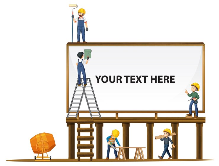 Free Vector empty board with construction site theme