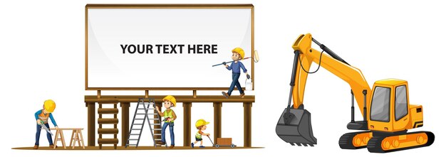 Free vector empty board with construction site theme