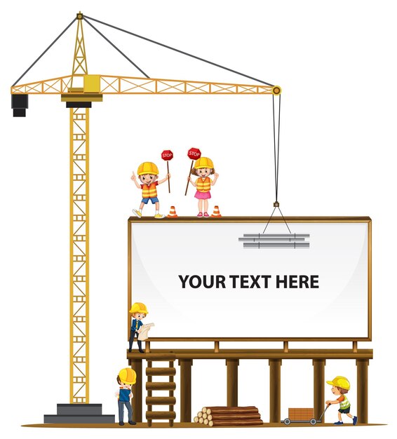 Empty board with construction site theme