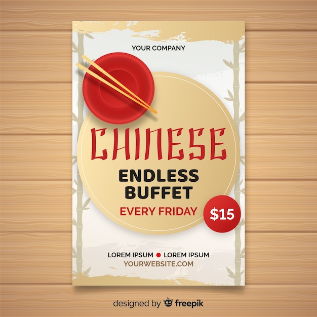 Free vector empty bowl chinese food flyer