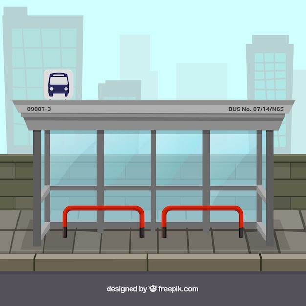 Empty bus stop with flat design