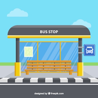 Fermata dell'autobus vuota con design piatto