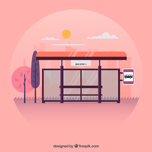 Empty bus stop with flat design