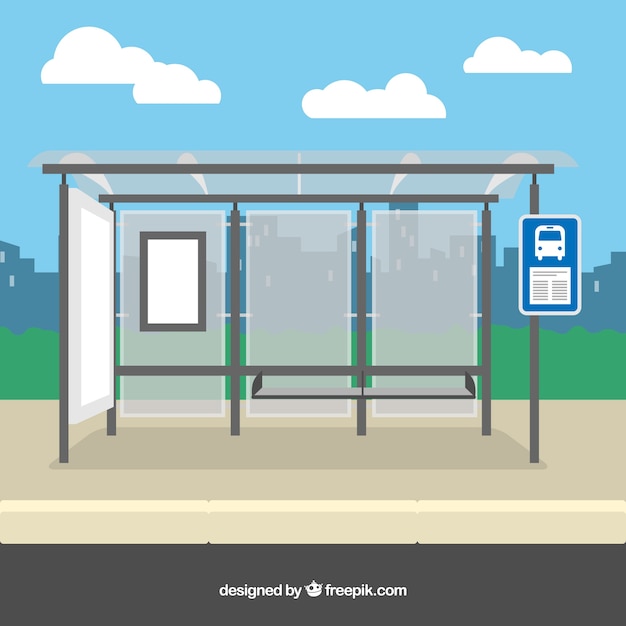 Empty bus stop with flat design