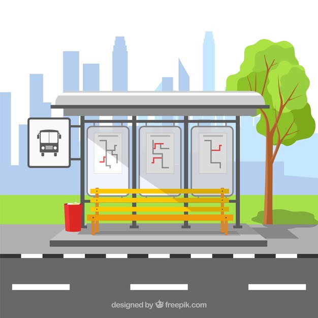 empty bus stop with flat design