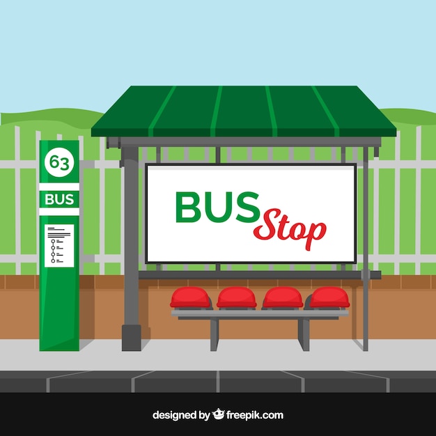 Free vector empty bus stop with flat design