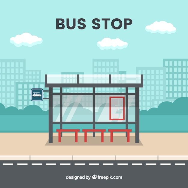 Пустая автобусная остановка с плоской конструкцией