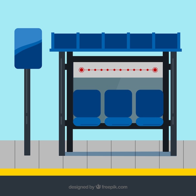 Empty bus stop with flat design – Free vector download