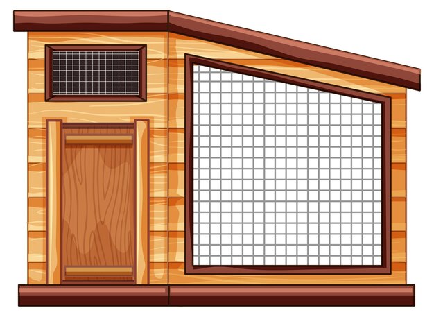 白い背景の上の空の鶏小屋