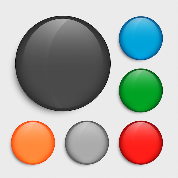 Пустые кнопки круга, установленные во многих цветах